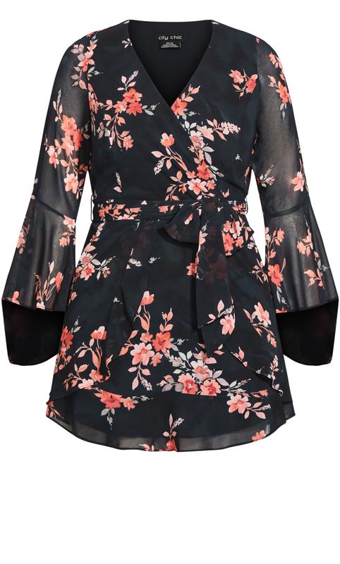 Evans Black Floral Wrap Dress 5