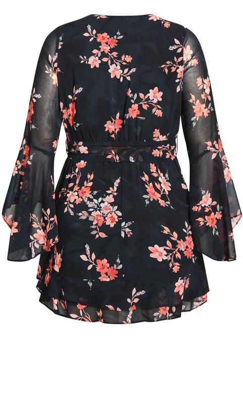 Evans Black Floral Wrap Dress 6