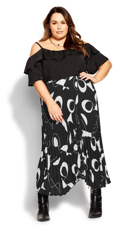 Emily High Waisted Pleated Patterned Maxi Skirt 3