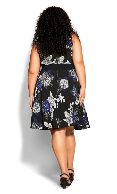 EVANS Plus Size Black Floral Print Belted Mini Dress | Evans 3