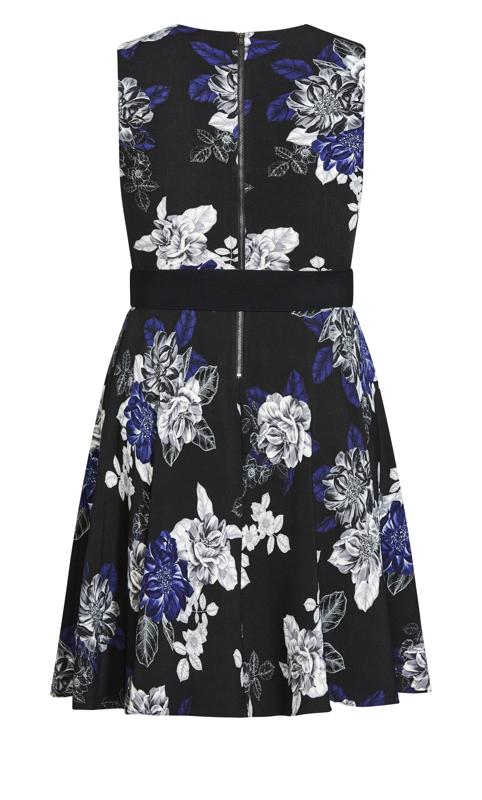 EVANS Plus Size Black Floral Print Belted Mini Dress | Evans 5