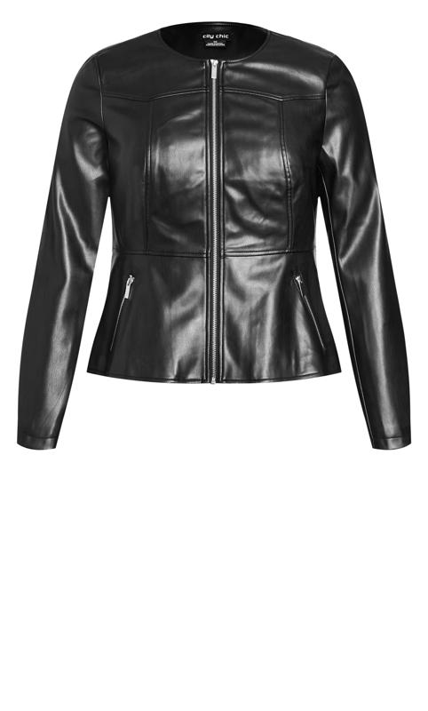 Evans Black Faux Leather Fitted Jacket 8