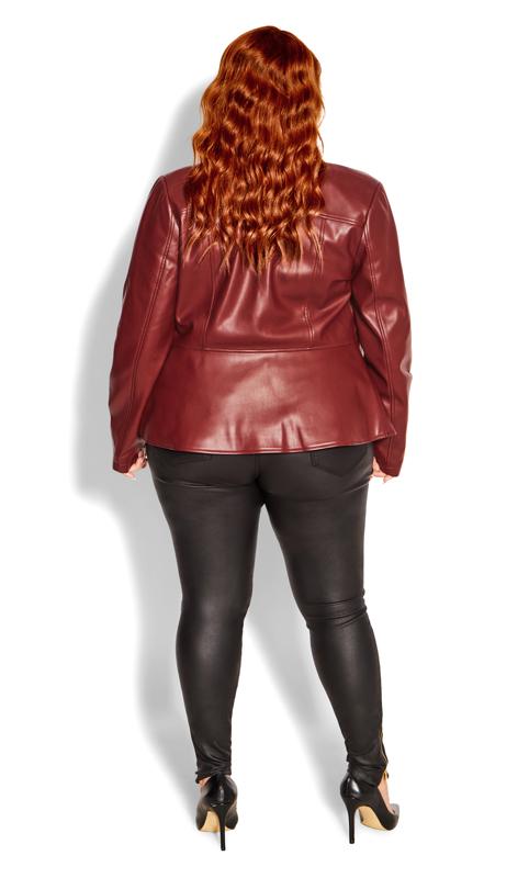 City Chic Red Faux Leather Fitted Jacket | Evans 7