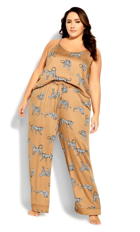 Plus Size  City Chic Gold Zebra Print Pyjama Set
