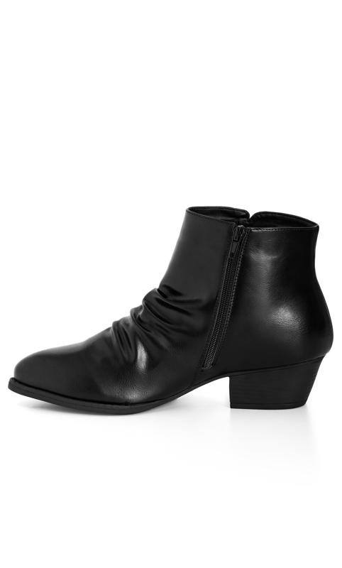 Evans Black Faux Leather Ruched Ankle Boots 4