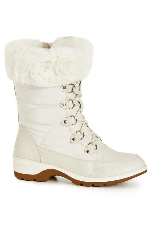 Plus Size  Avenue White Faux Fur Trim Lace Up Boots