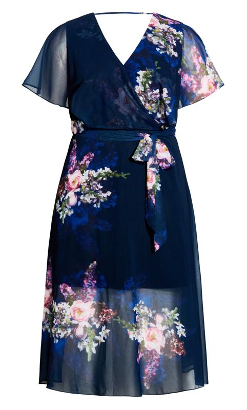 Amy Floral Faux Wrap Navy Maxi Dress 5