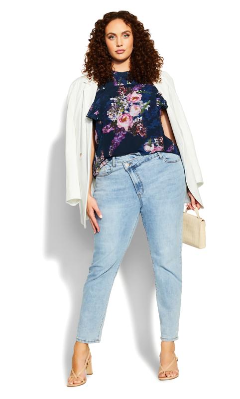 EVANS Plus Size Nova Navy Floral Sheer Top | Evans  2