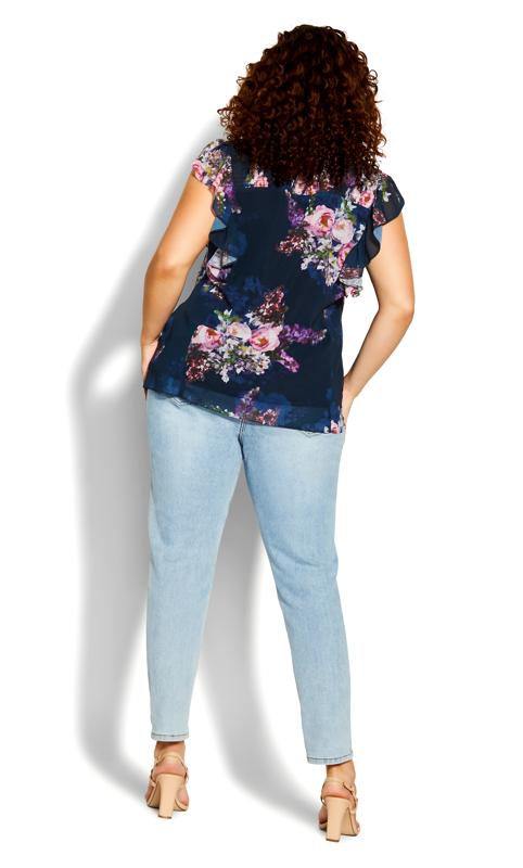 EVANS Plus Size Nova Navy Floral Sheer Top | Evans  4