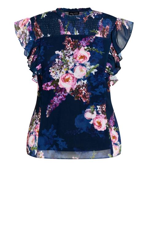 EVANS Plus Size Nova Navy Floral Sheer Top | Evans  5