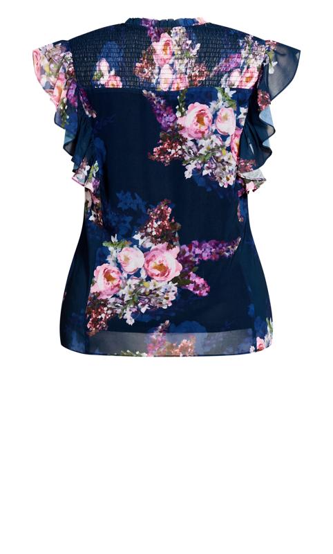 EVANS Plus Size Nova Navy Floral Sheer Top | Evans  6