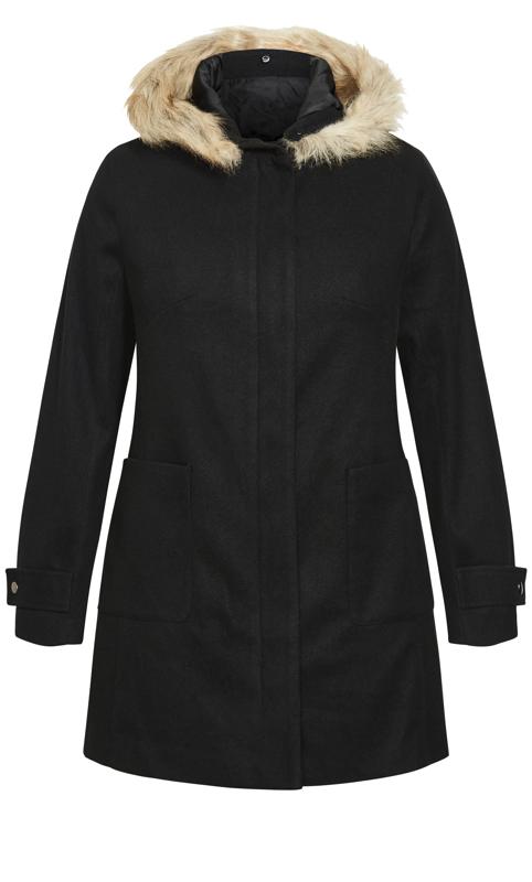 Evans Plus Size Black Voyager Faux Wool Coat | Evans 5