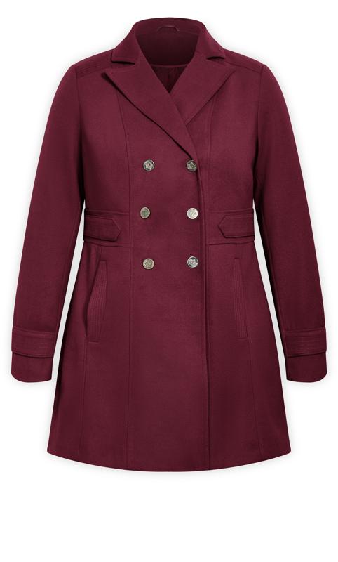 Avenue Burgundy Red Collared Formal Coat | Evans 7