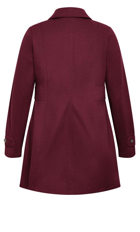Avenue Burgundy Red Collared Formal Coat | Evans 8