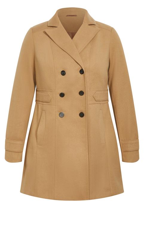 City Chic Beige Brown Wool Blend Trench Coat
