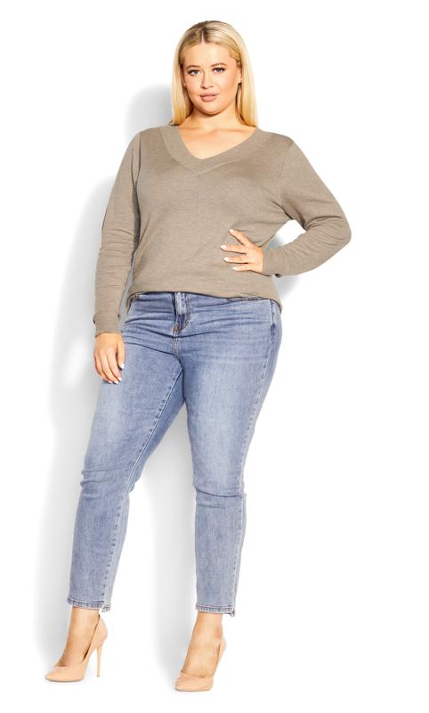 Ribbed Trim Neutral Sweater 3