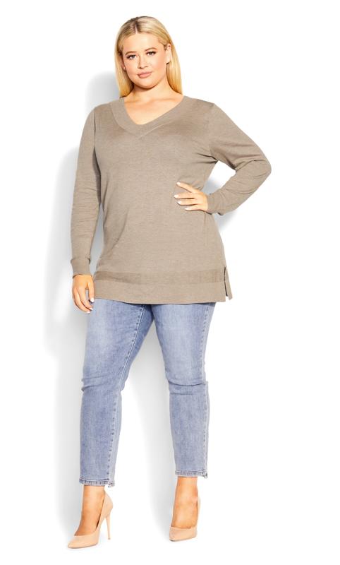 Ribbed Trim Neutral Sweater 4