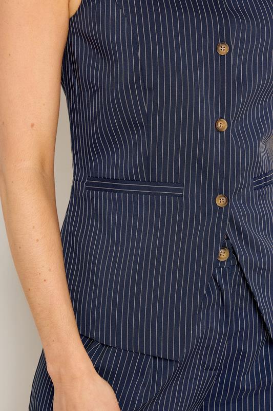 LTS Tall Women's Set Navy Blue Pinstripe Waistcoat & Wide Leg Trousers | Long Tall Sally 4