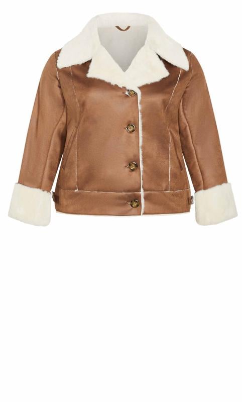 Evans Brown Faux Shearling Jacket 4