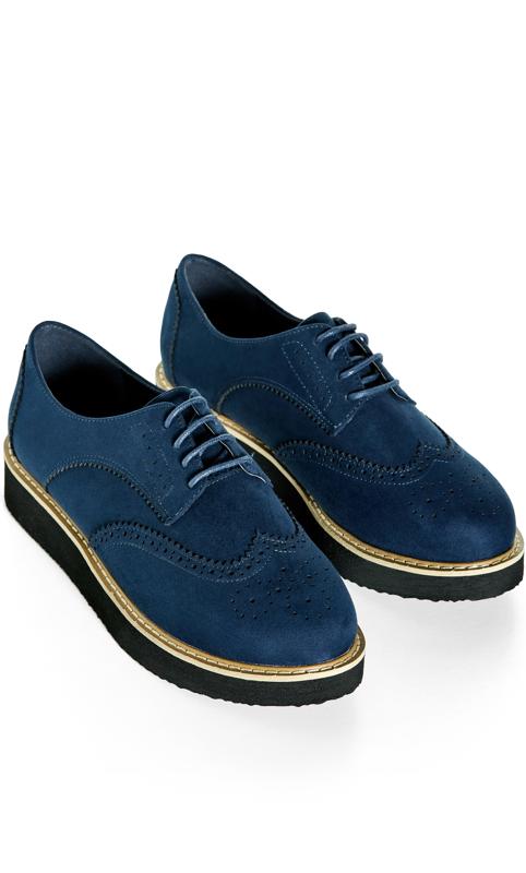 Greer Navy Brogue Wide Fit Shoes 6