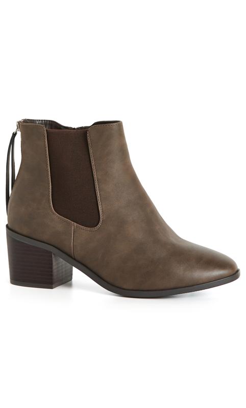 Plus Size  Evans Brown Wide Fit Ankle Boot