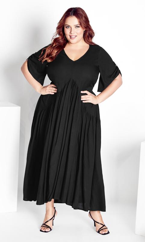 18+ Black Plus Size Maxi Dress