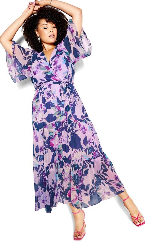 Stephanie Lilac Print Maxi Dress 2