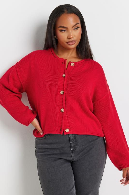 YOURS Plus Size Red Button Up Cardigan | Yours Clothing  2