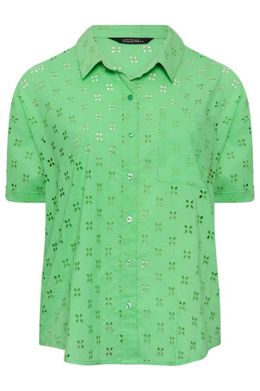 LIMITED COLLECTION Curve Green Broderie Anglaise Shirt | Yours Clothing 8