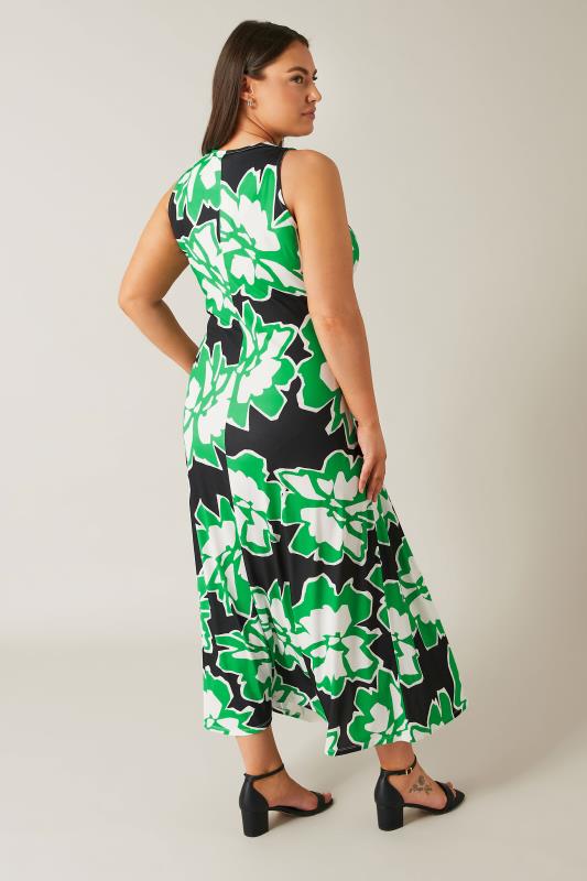 EVANS Plus Size Green Abstract Floral Print Twist Front Maxi Dress | Evans 5