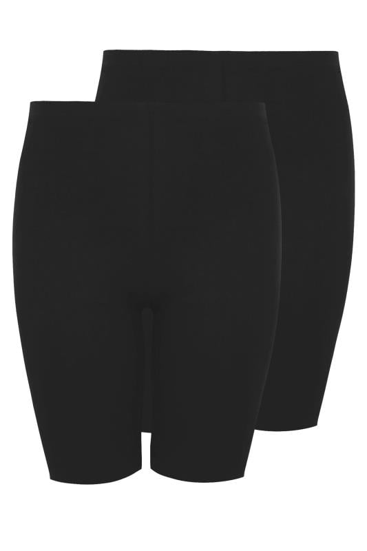 2 PACK Plus Size Black Stretch Cycling Shorts | Yours Clothing 4