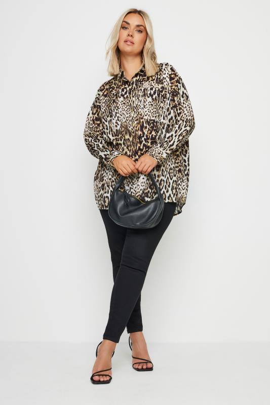 YOURS Plus Size Natural Brown Leopard Print Long Sleeve Shirt | Yours Clothing 3