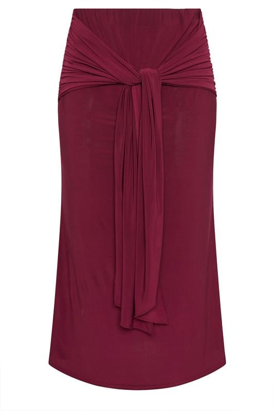 LIMITED COLLECTION Plus Size Burgundy Red Tie Maxi Skirt | Yours Clothing 8