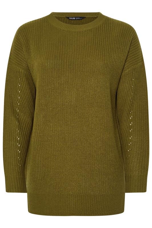 YOURS Plus Size Olive Green Drop Shoulder Jumper | Yours Clothing 7