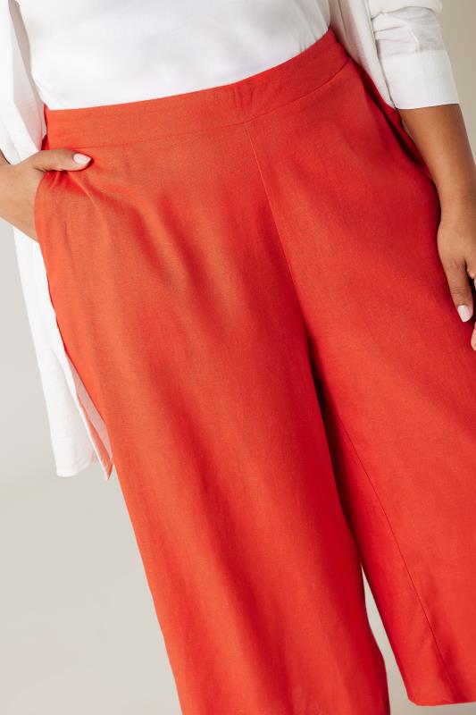 EVANS Plus Size Rust Orange Linen Culottes | Evans  4