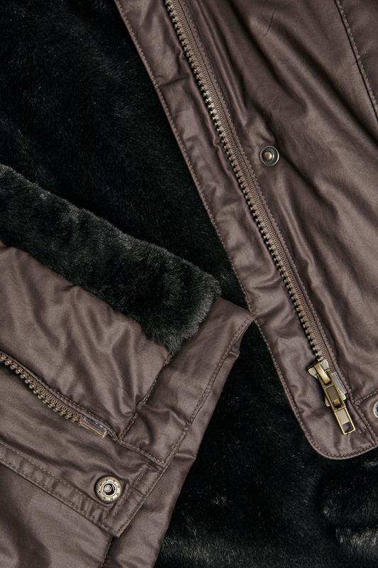 YOURS Plus Size Brown Waxed Faux Fur Trim Parka Coat | Yours Clothing 7