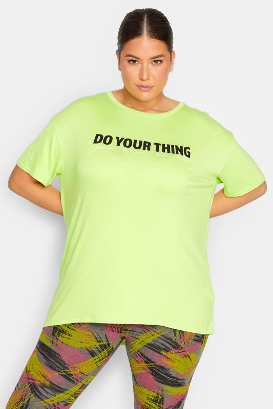 Plus Size  YOURS ACTIVE Curve Lime Green 'Do Your Thing' Slogan Top