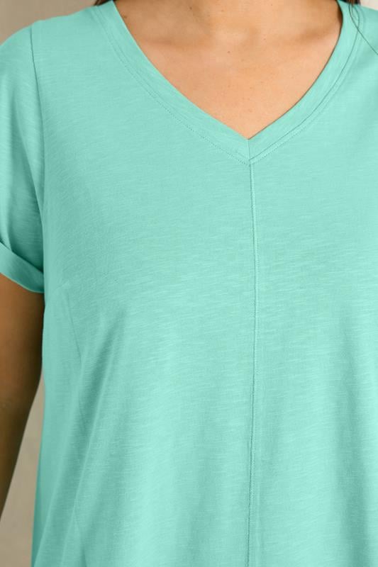 EVANS Plus Size Turquoise Blue Cotton T-Shirt | Evans 4