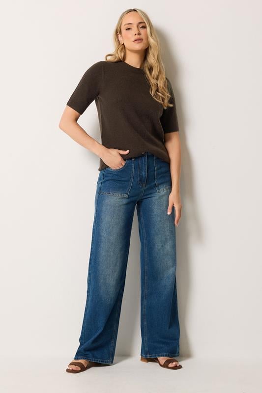 LTS Tall Chocolate Brown Short Sleeve Knit Jumper | Long Tall Sally  1