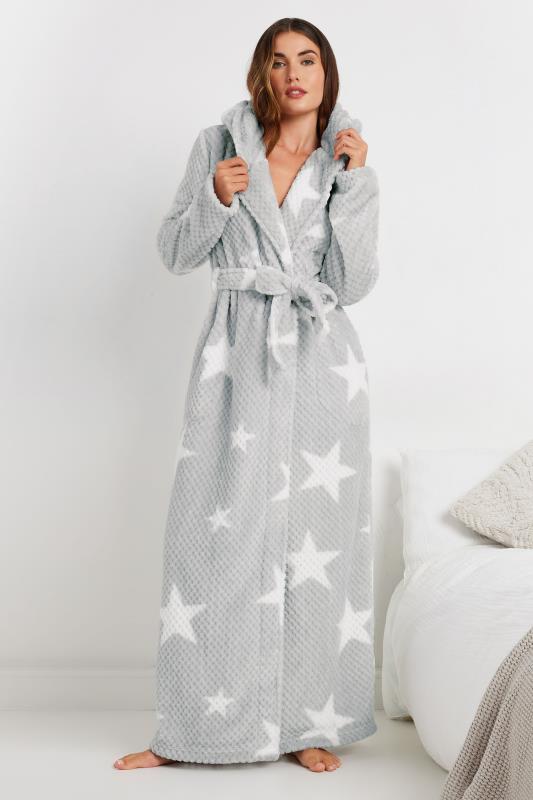 LTS Tall Grey Star Print Waffle Dressing Gown | Long Tall Sally 4