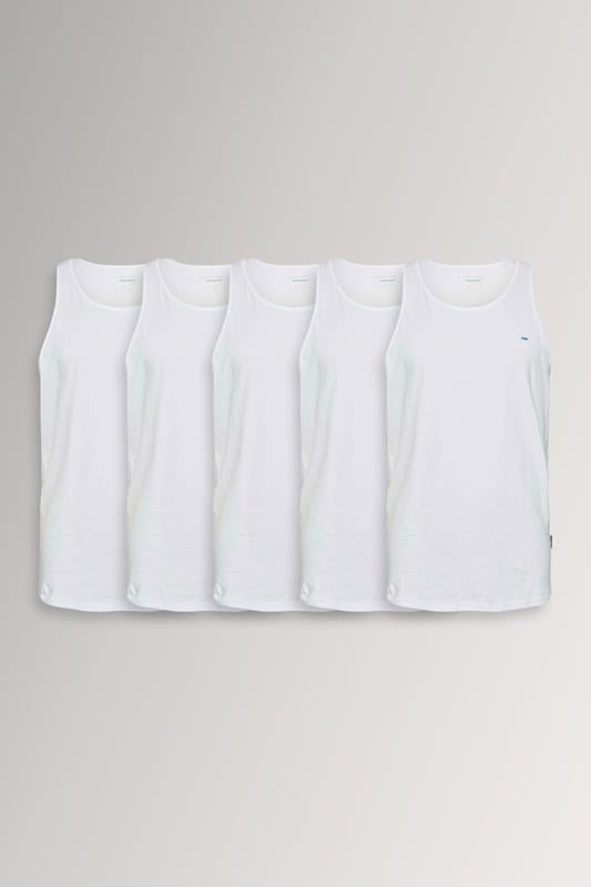 BadRhino Big & Tall White 5 Pack Vest Tops