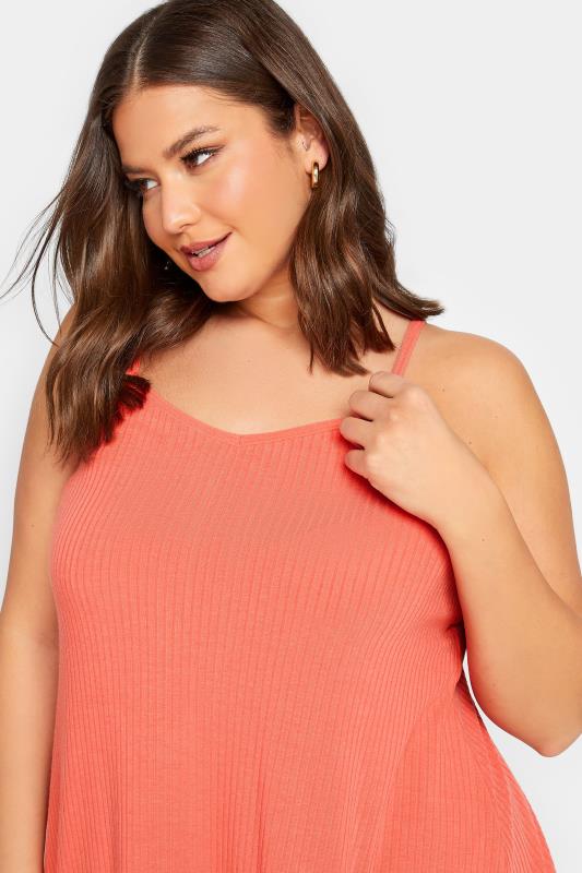 YOURS Curve Plus Size Neon Pink Ribbed Swing Cami Vest Top | Yours Clothing  4