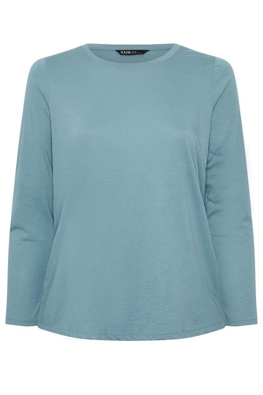 YOURS Plus Size Light Blue Long Sleeve Core T-Shirt | Yours Clothing 5
