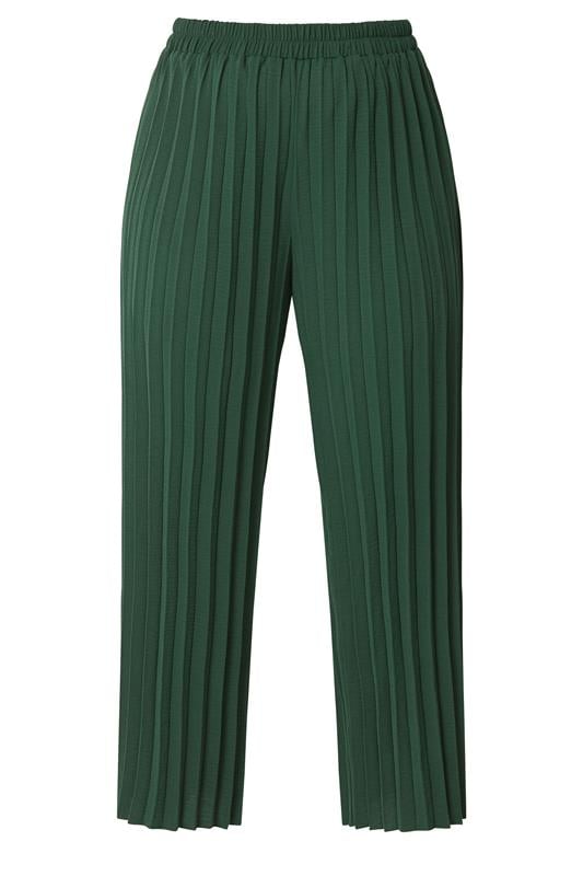 YOURS LONDON Plus Size Green Pleated Trousers | Yours Clothing 5