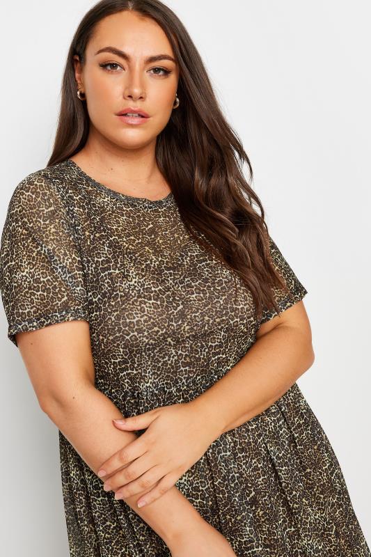 YOURS Plus Size Brown Leopard Print Smock Dress | Yours Clothing 4