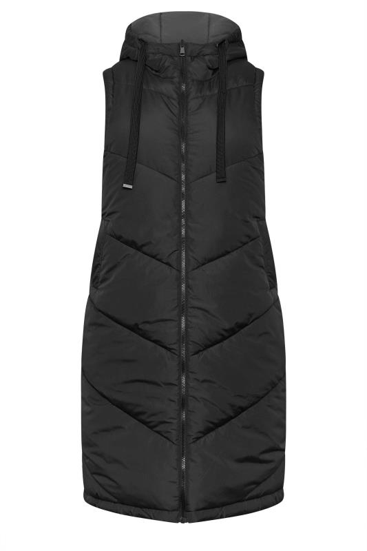 YOURS Curve Reversible Charcoal & Black Quilted Longline Hooded Gilet | Yours Clothing 5