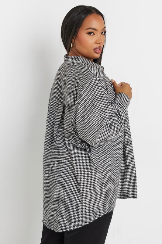 LIMITED COLLECTION Plus Size Black & White Brushed Dogtooth Print Shacket | Yours Clothing 5