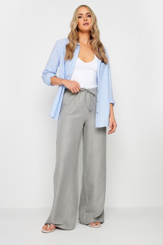 LTS Tall Women's Light Grey Textured Wide Leg Trousers | Long Tall Sally 2