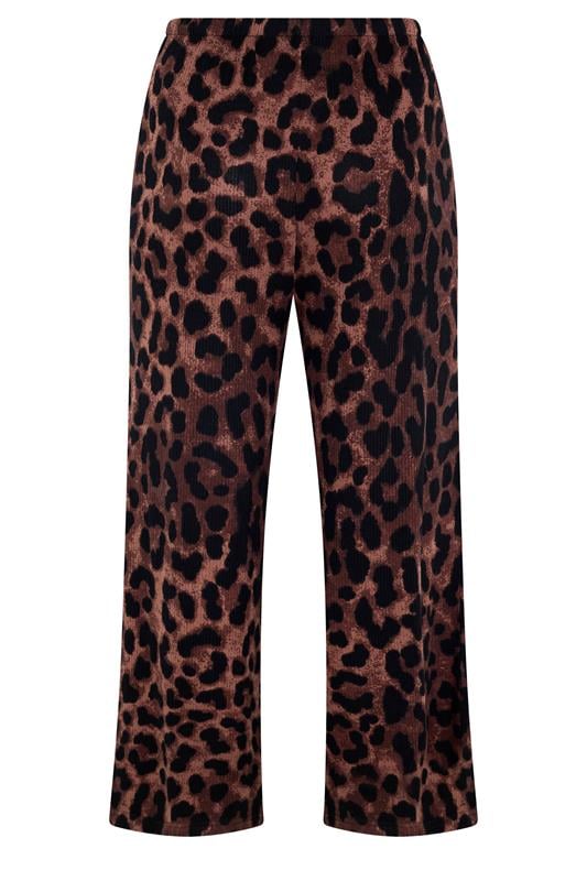 YOURS Plus Size Brown Leopard Print Trousers | Yours Clothing 6