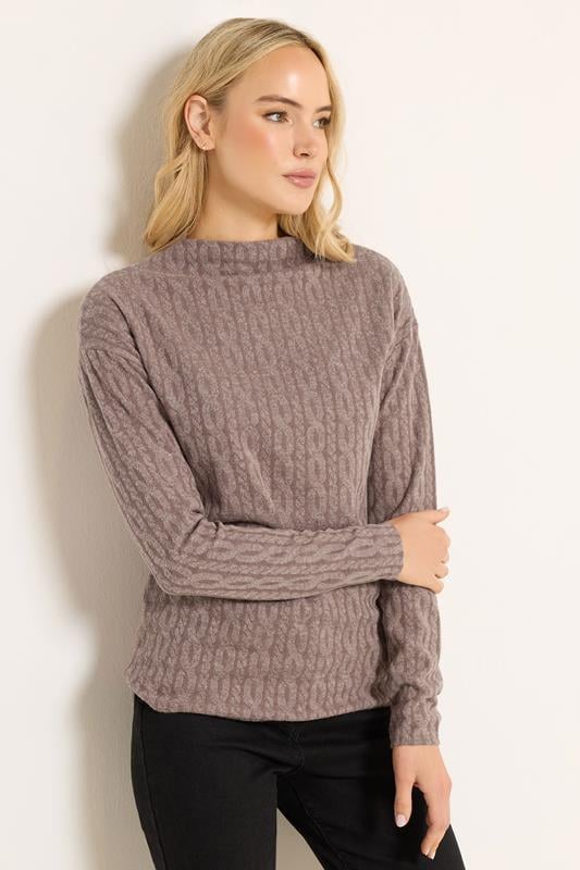 LTS Tall Light Pink Knit Funnel Neck Jumper